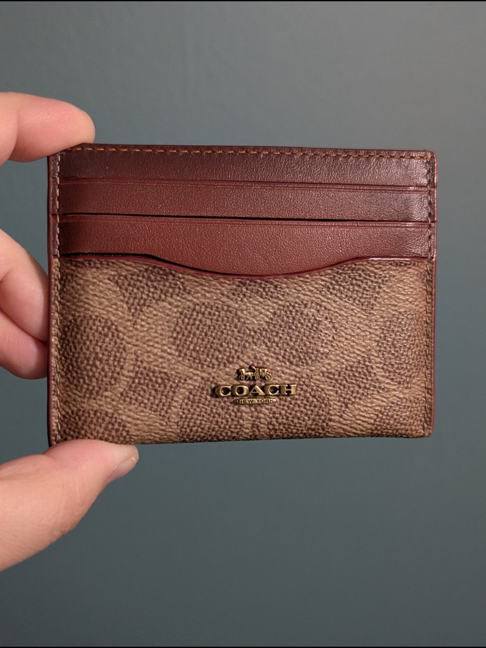 Coach Signature Canvas and Leather Card Case